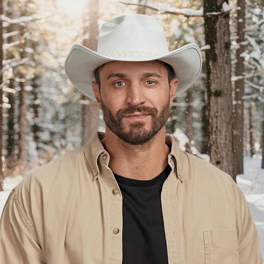 Blizzard | Mens White Leather Cowboy Hat