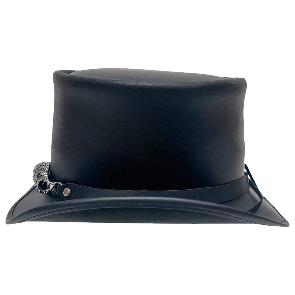 El Dorado Red Eye | Mens Black Leather Top Hat with Red Eye Skull Hat Band