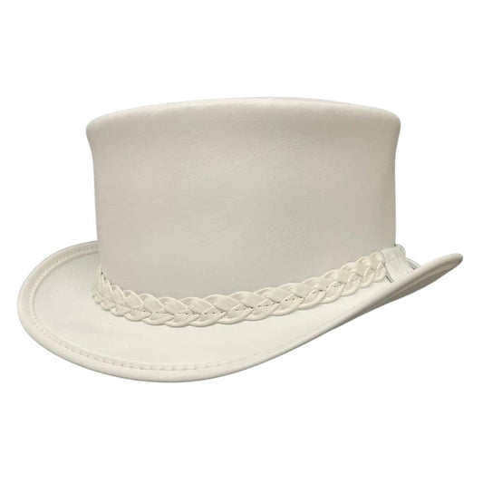 Ghost Rider | Mens White Leather Top Hat