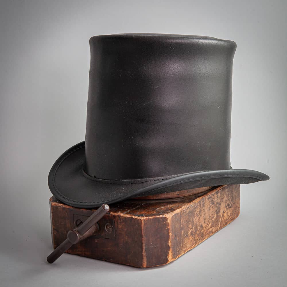Stovepiper | Mens Black Leather Stovepipe Top Hat