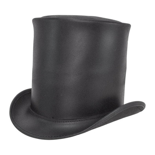 Stovepiper | Mens Black Leather Stovepipe Top Hat